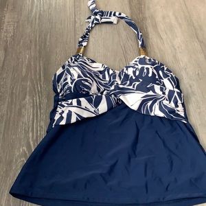 Blue and White Bathing Suit Top